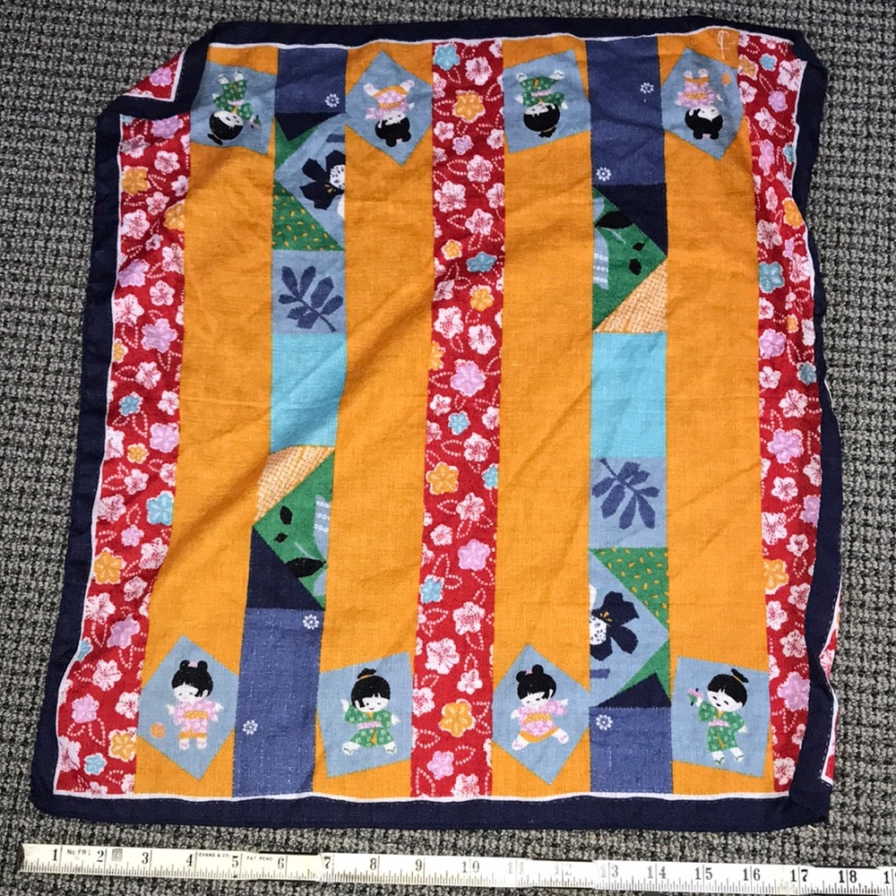 Colorful Patchwork 18” Doll Print Quilt Blanket - Yellow, Red, Blue